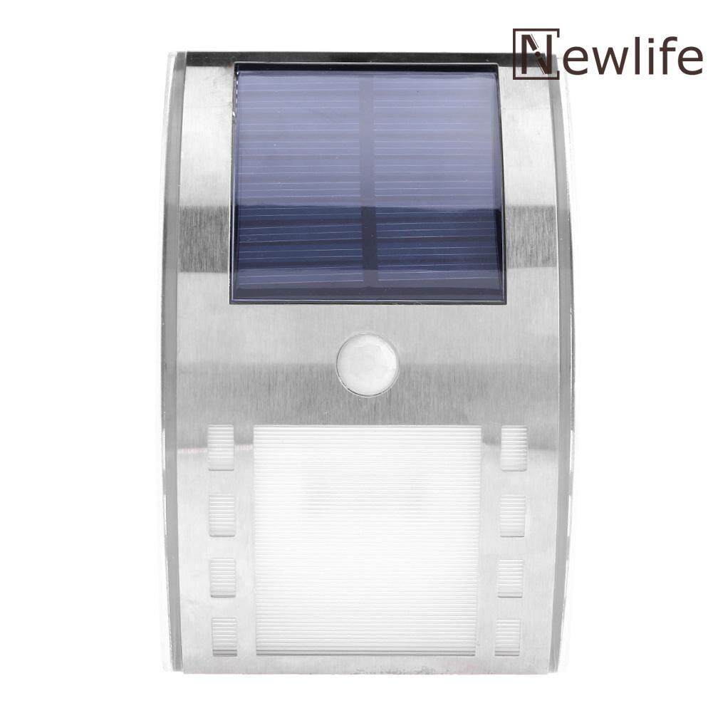 Newlifestyle 3LED 50LM Outdoor Solar PIR Motion Sensor Light Metal Wall Garden Lamp(Silver)
