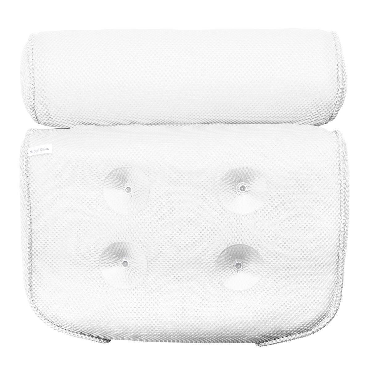 Breathable 3D Mesh Spa Bath Pillow with 4 Suction Cups, Neck & Back Support - intl