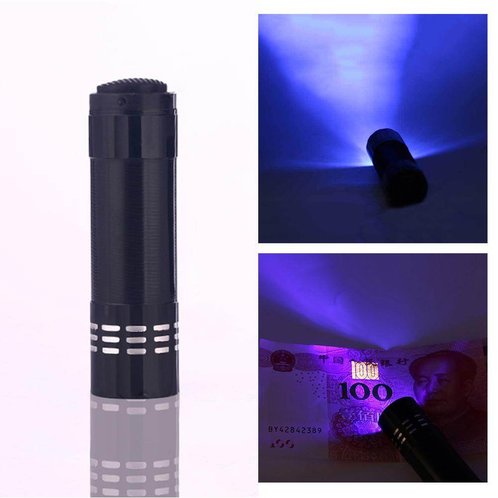 Mới 9LED Nhôm Nhỏ UV Tia Cực Tím Bút Có Đèn Pin Đèn Flash