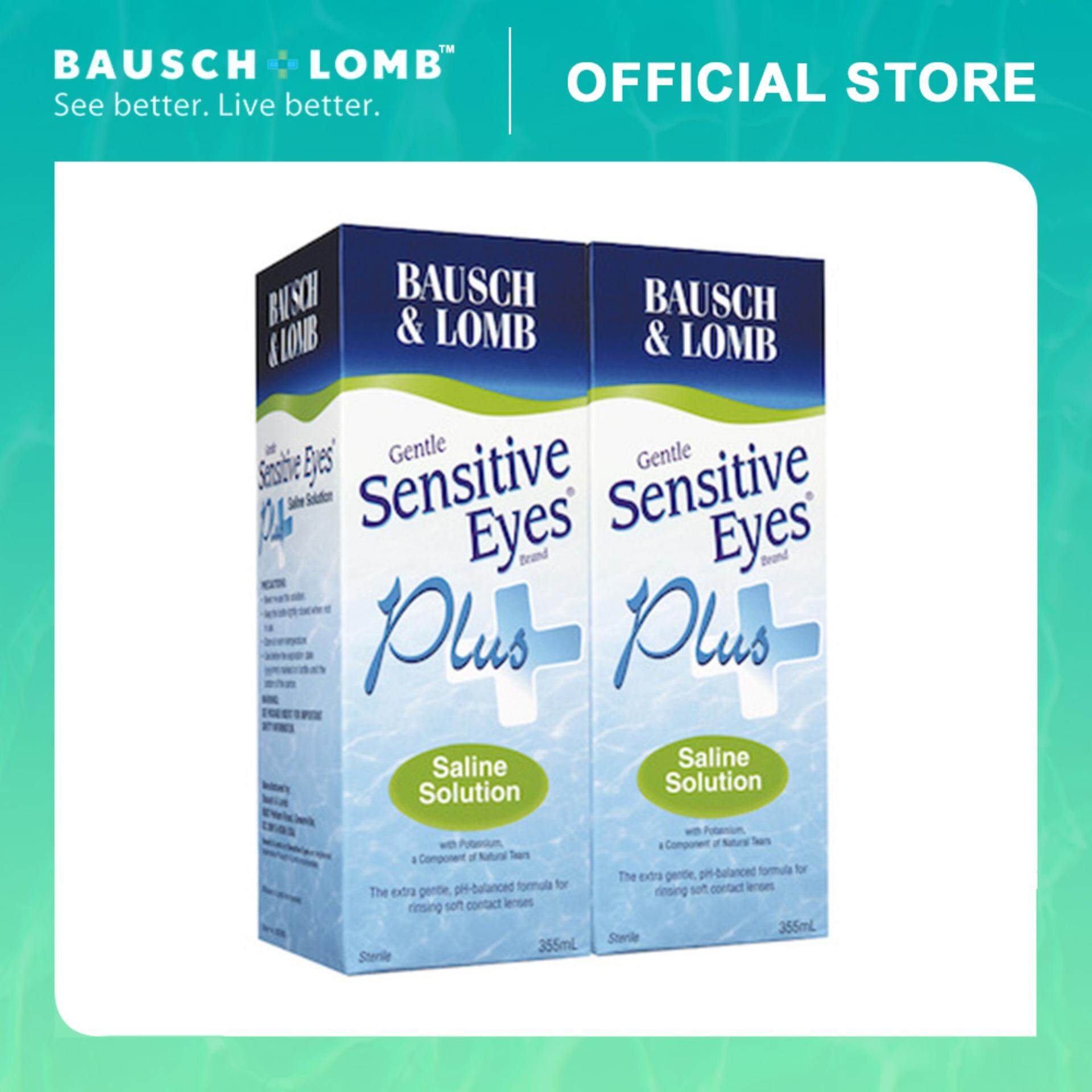 Bausch & Lomb 355ml 2-Pack Combo Sensitive Eyes Plus Saline Solution (2 Boxes)