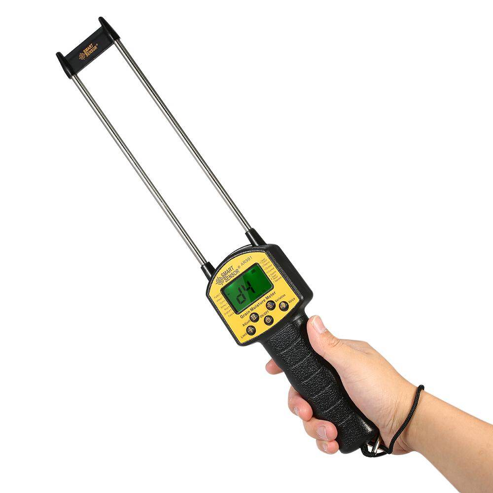 SMART SENSOR Handheld Moisture Meter LCD Digital Grain Moisture Meter Hygrometer with Measuring Probe for Corn Wheat Rice Bean