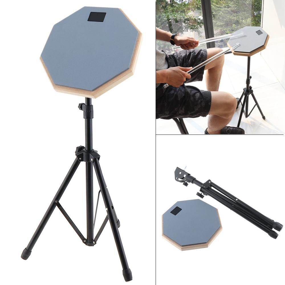 8 Inch Rubber Wooden Jazz Dumb Drum Practice Drum Pad with Adjustable Floor Stand Gray