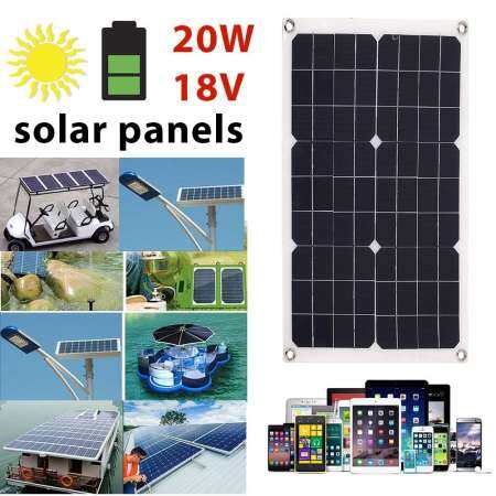 Kurry ร้านจัดส่งฟรีแผงโซล่าพลังงานแสงอาทิตย์ทนทาน USB + พอร์ต DC 20 วัตต์ 18 โวลต์แบตเตอรี่ชาร์จแบตเตอรี่ได้อย่างรวดเร็วไฟแสงอาทิตย์ - INTL