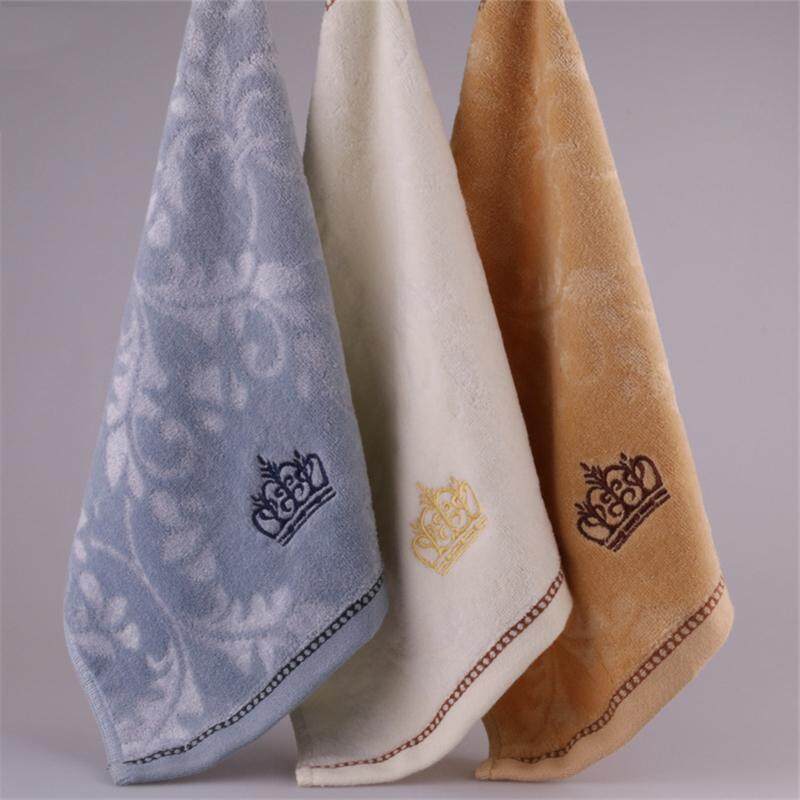 Luxury Embroidery Crown Pattern Soft Cotton Square Face Towels for Women Men Mini Bath Hand Towel Turban for Drying Hair - intl