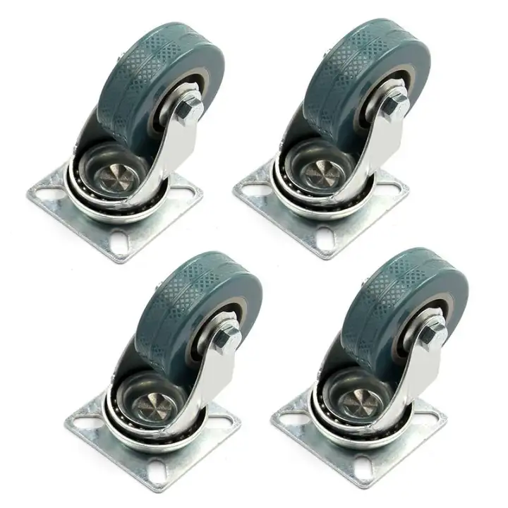 4 X Heavy Duty 50x17mm Rubber Swivel Castor Wheels Trolley Heavy Duty 50x17mm Rubber Swivel Castor