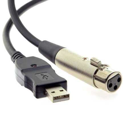 XLR หญิง USB ชาย 10FT อะแดปเตอร์สายเคเบิลเสียง Vocal ไมโครโฟนบันทึกเสียงขนาด: 3 เมตร