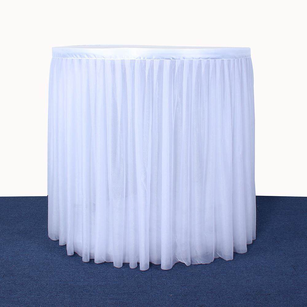 Sealavender Tutu Table Skirt 3 Layers Elastic Yarn Tulle For Rectangle Round Tableware Fluffy Mesh Cloth Dinner Wedding