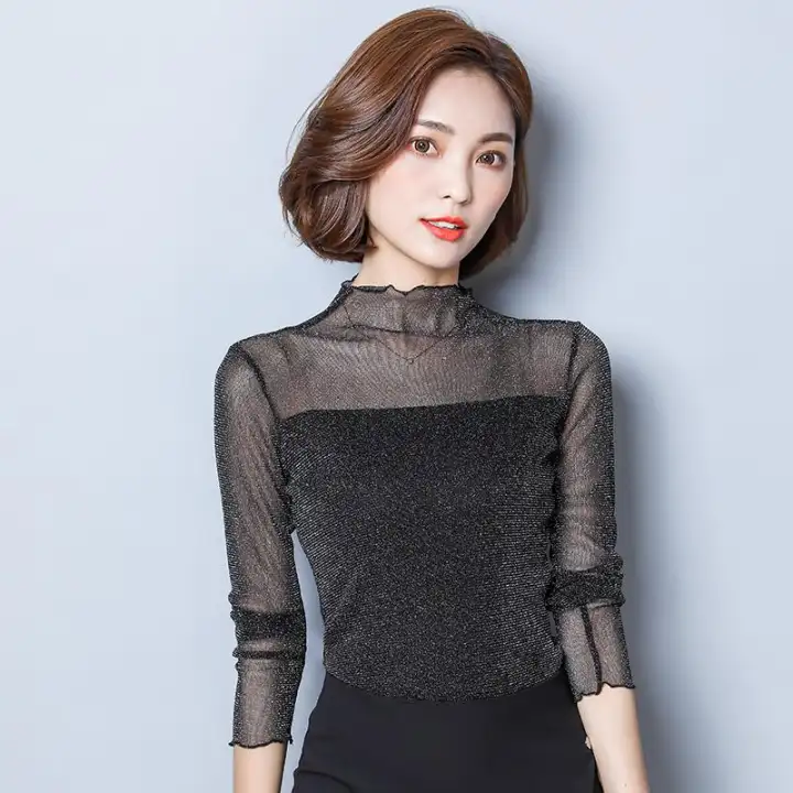 gold mesh top long sleeve