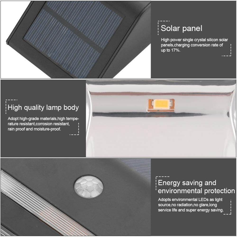 epayst Solar Powered PIR Motion Sensor 2 LED Path Wall Light Garden Security Lamps Black Warm White - intl