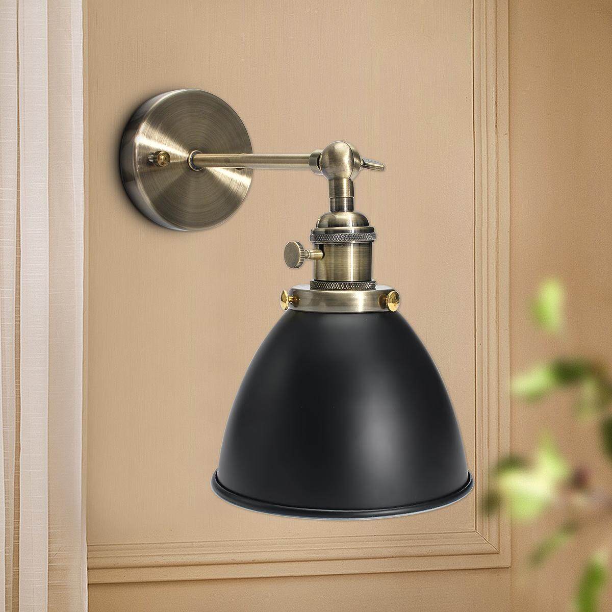 E27 Retro Vintage Bowl Sconce Loft Cafe Edison Wall Light Bulb Lampshape Holder