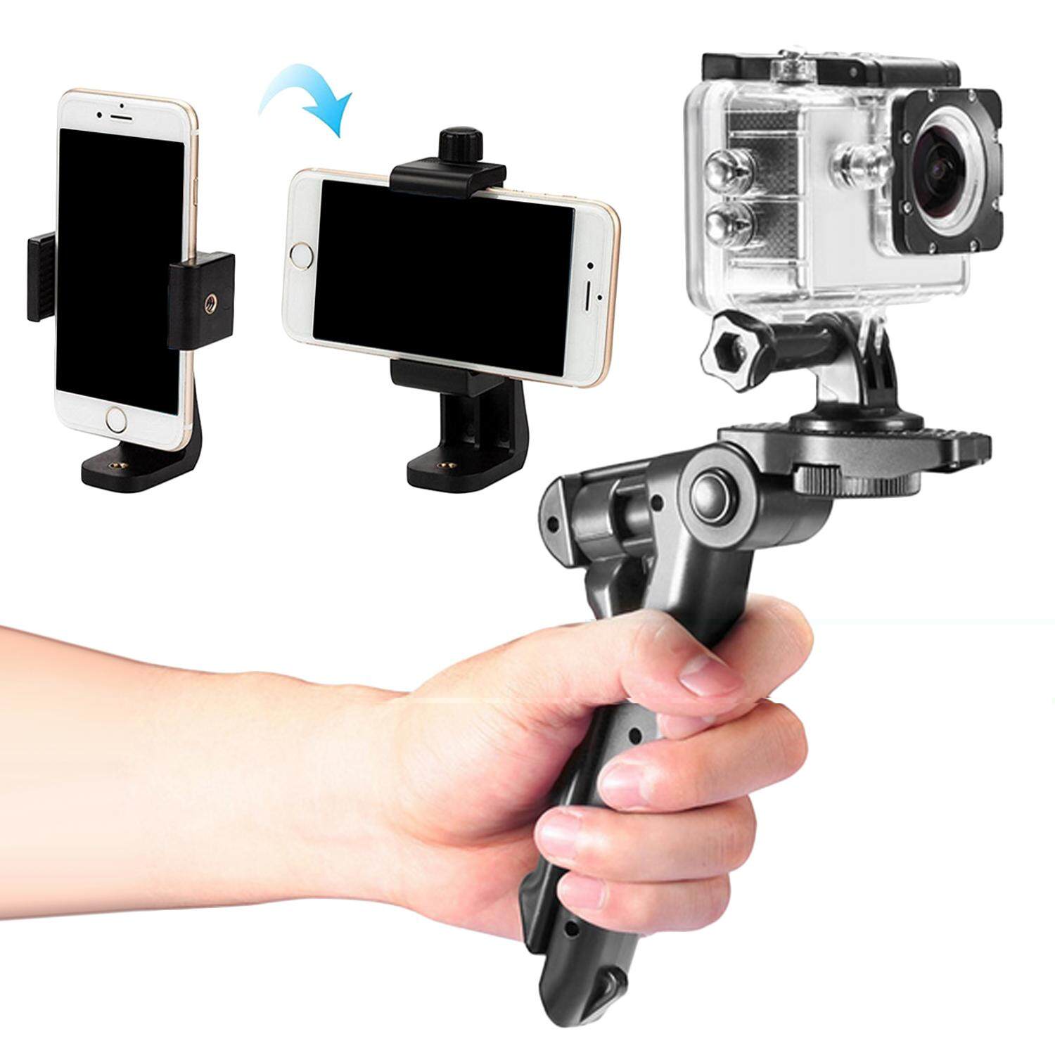 Universal Mini Handheld Desktop Tripod Stabilizer with 360 Degree Rotation Phone Clip Holder for Gopro Nikon Cannon iPhone 7 6 Plus
