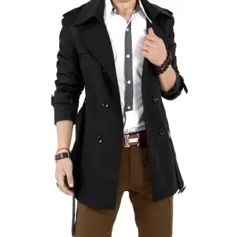 Big sale Autumn Men Fashion Trench Coat Men Classic Double Breasted Clothing Long British Style Coat Black Khaki colors S,XXXL SIZE