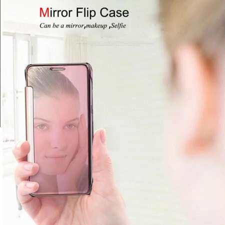 OUYAN Galaxy J7 Pro Case, กระจก Auto SLEEP/Wake เคสแบบพับปิดได้เคสโทรศัพท์สำหรับซัมซุงกาแล็คซี่ J7 Pro - INTL