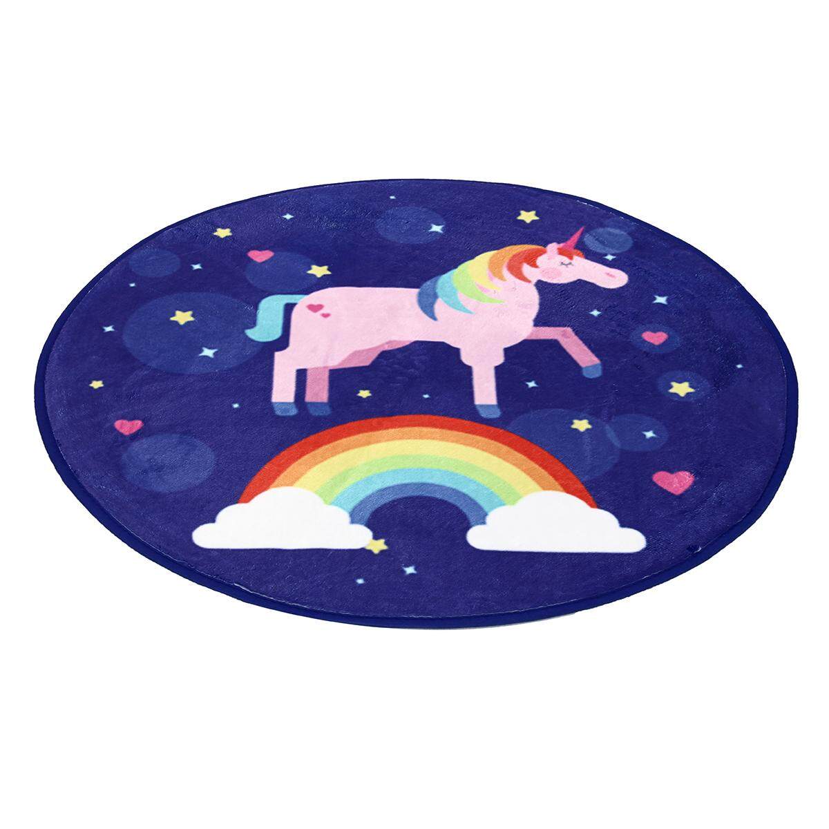 Unicorn Fairy Flannel Yoga Mat Rugs Floor Bathmat Round Area Rug Non-slip