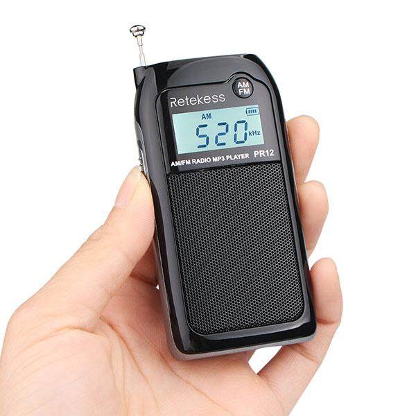 Retekess PR12 Portable AM FM Radio Transistor DSP Digital Tuning MP3 Music Player Support TF Card with Rechargeable for Walk Digital Tuning Radio Receiver MP3 Music Player