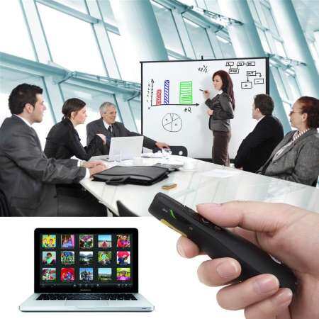 Dewin R400 2.4 กิกะเฮิร์ตซ์ที่นำเสนอ USB แบบไร้สายสีแดงเลเซอร์สำหรับชี้พาวเวอร์พอยต์รีโมทคอนโทรลสำหรับการนำเสนอพาวเวอร์พ้อยท์