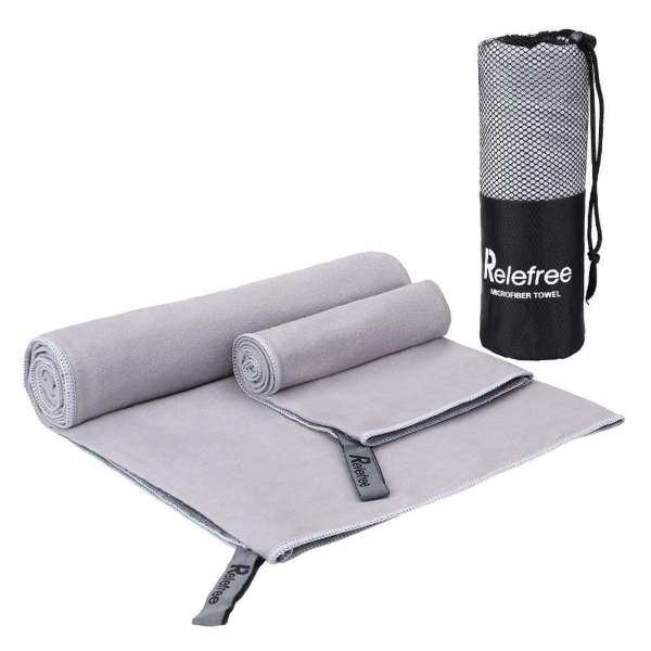 KCASA KC-TW168 Microfiber Towel Set 2 Pack Absorbent Quick Drying Antibacterial Beach Bath Towel Yoga Mat Towels With Mesh Bag For Swimming Travel Sports Camping