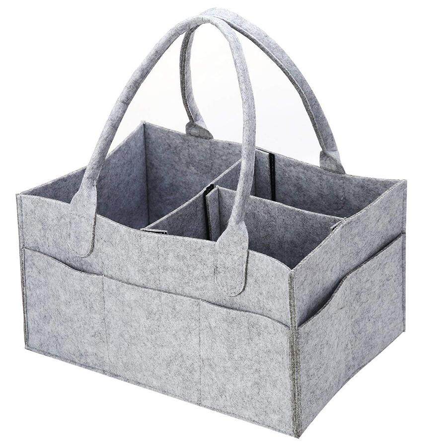 Grey Diaper Caddy Baby Organizer Waterproof Large Baby Basket Nursery Organizer Foldable Nursery Storage Unisex Baby Gift for Home and Travel