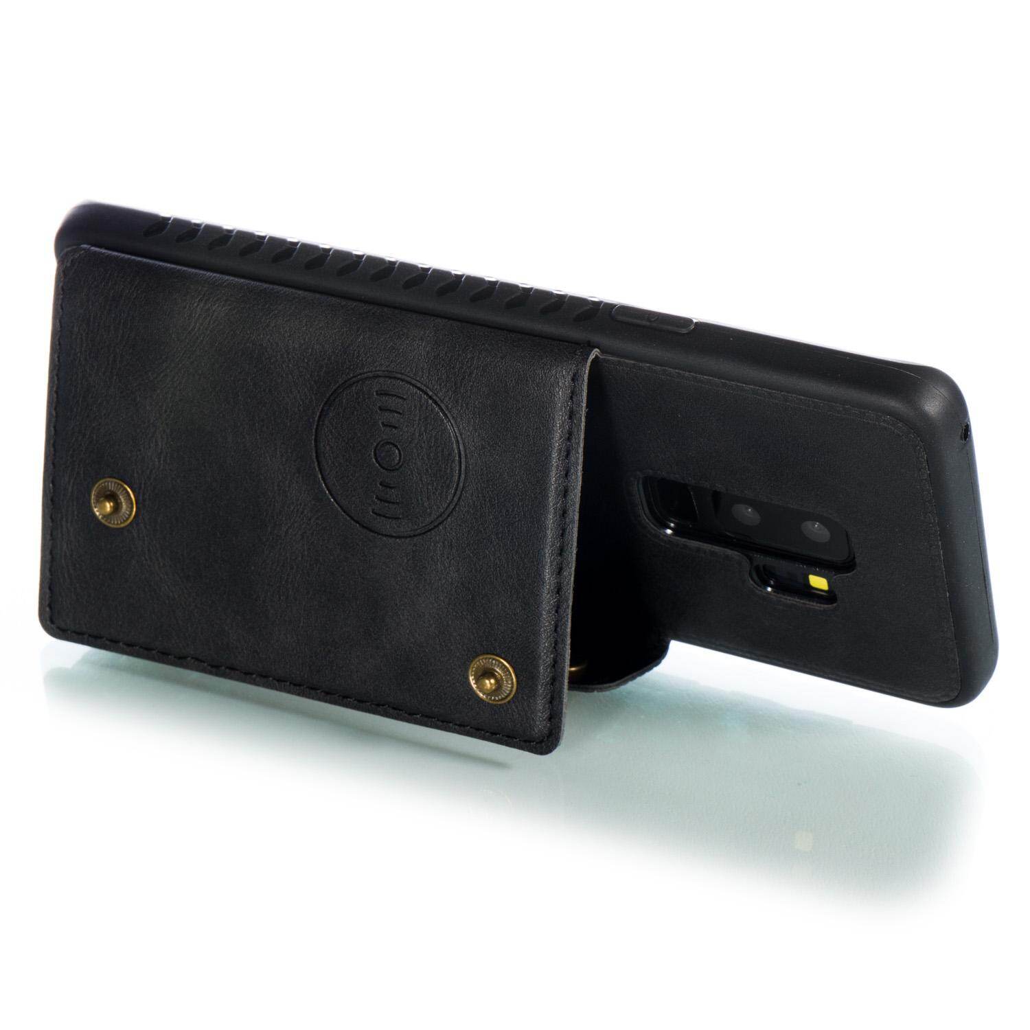 Cho Samsung s9plus S9 + da trường hợp nhiều Folio lật Bìa Wallet trở lại trường hợp vỏ, có thể làm việc với gắn trên xe hơi, ẩn thẻ tín dụng ID khe giữ, retro nút kim loại clasp, đứng hỗ trợ
