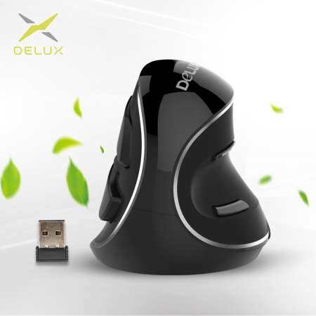 DELUX M618 PLUS ERGONOMIC เมาส์ไร้สาย 800/1200/1600 จุดต่อนิ้ว 6 ปุ่มฟังก์ชั่นเมาส์ออปติคัลแบบถอดได้แผ่นรองมือสำหรับคีย์บอร์ด - INTL