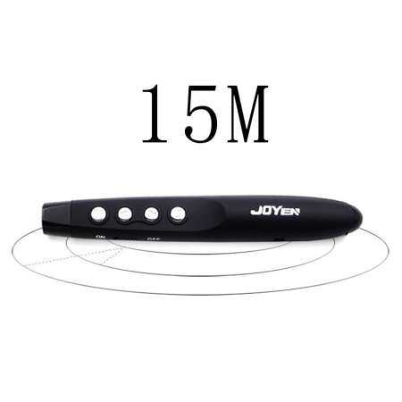 Vanker-JY210 แบตเตอรี่ PowerPoint Presenter PPT ตัวชี้ในการนำเสนองานปากการีโมทบลูธูท (สีดำ)