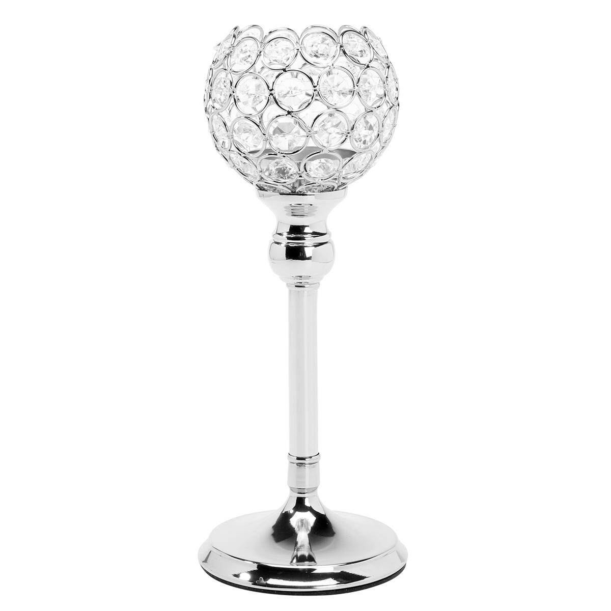 Crystal Wedding Party Event Table Tealight Votive Candle Holder Candlestick Gift Silver 30cm