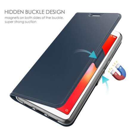 ซองใส่โทรศัพท์มือถือฝาครอบฝาครอบตัวเครื่องเต็มรูปแบบพร้อมที่ใส่การ์ดและหัวเข็มขัดอัตโนมัติสำหรับ Xiaomi Redmi 6