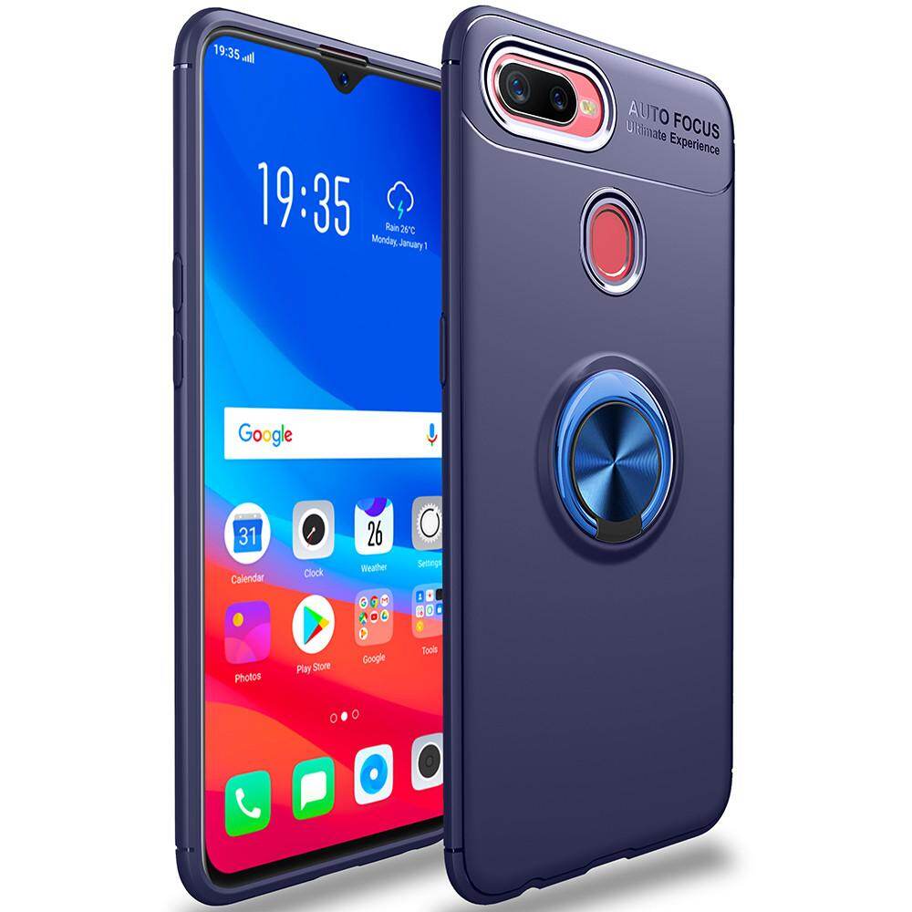 For OPPO F9 Case, Luxury Colorful Metal Magnetic Ring Soft Silicone Cover Phone Casing