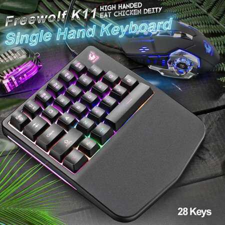 K11 Wired 28 Keys LED Backlit Single Hand Keypad Gaming Mechanical Keyboard