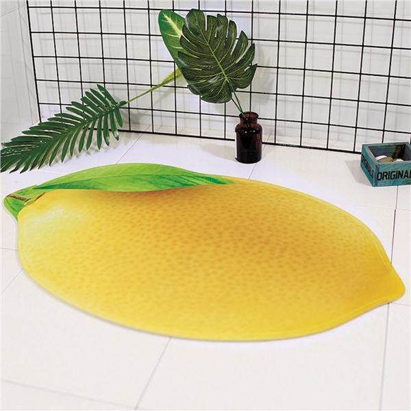 3D Fruit Pattern Bathmat Non-slip Bath Floor Mat Rugs Bathroom Kitchen Water-absorbing Carpet (Lemon)