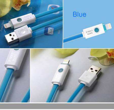 Zenia สายเคเบิลหลอดไฟสี TPE ไฟ LED Sync ข้อมูลสำหรับ for Apple iPhone iPad