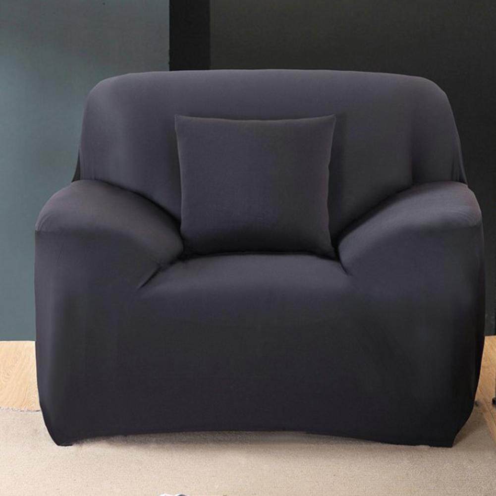 Solid Color Elastic Zipper Cushion Cover Fabric Pillow Case Home Decor(Black)