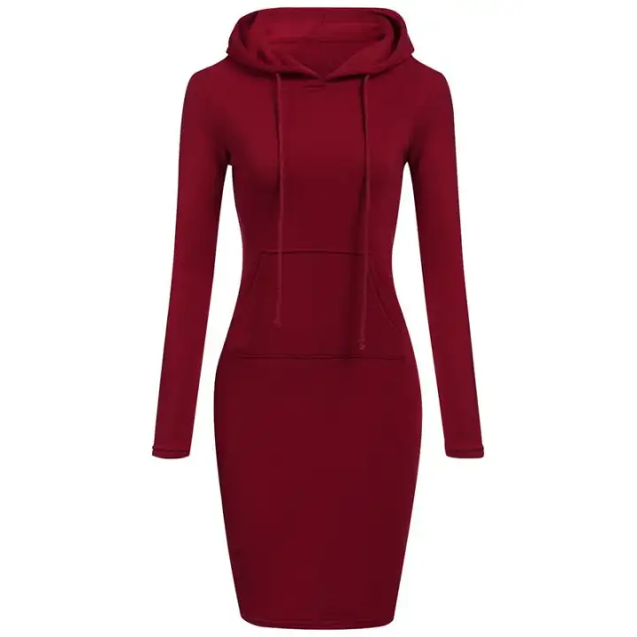 hooded sweater dress with pockets
