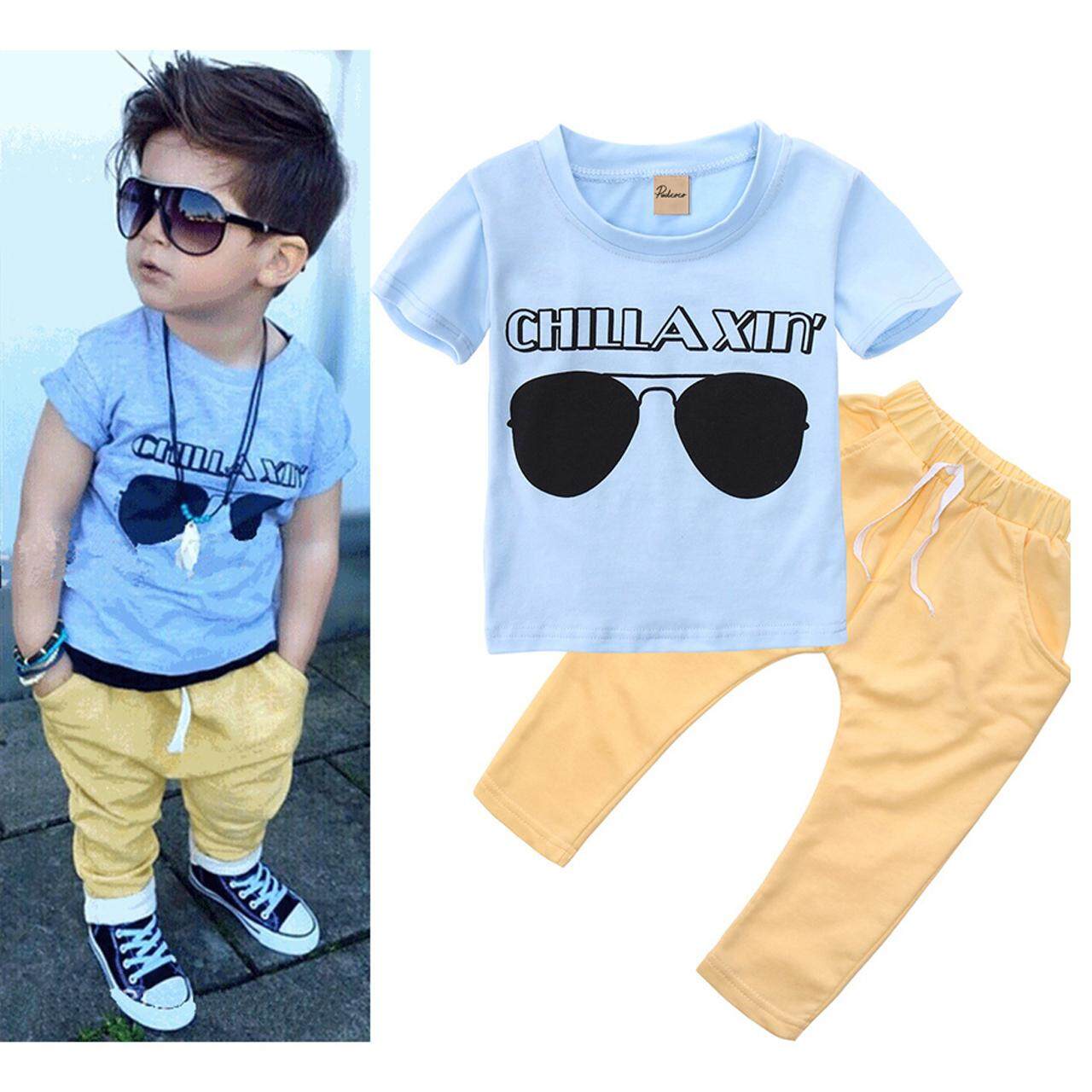 2pcs Newborn Toddler Infant Kids Baby Boy Clothes T-shirt Tops+Pants Outfits Set