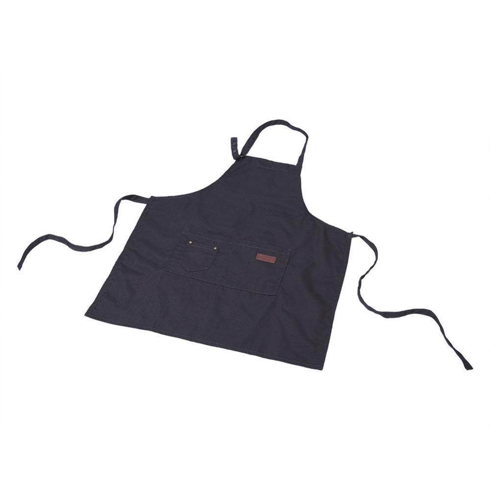 Denim Tạp Dề Baker Bếp Nhà Hàng Cà Phê Làm Việc Đồng Nhất với Mặt Trước Lớn Túi (Cổ khóa)-quốc tế