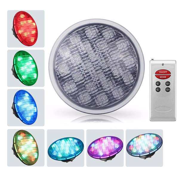 7 Color 12-24V 252 LED RGB Underwater Swimming Pool Bright Light +Remote Control