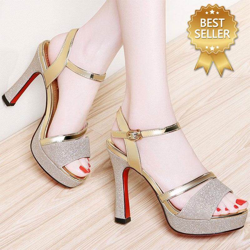 Fashion Women High-heeled Sandals Breathable Open Toe Thin Heel Shoes Shiny Sandals Women Party Sandals