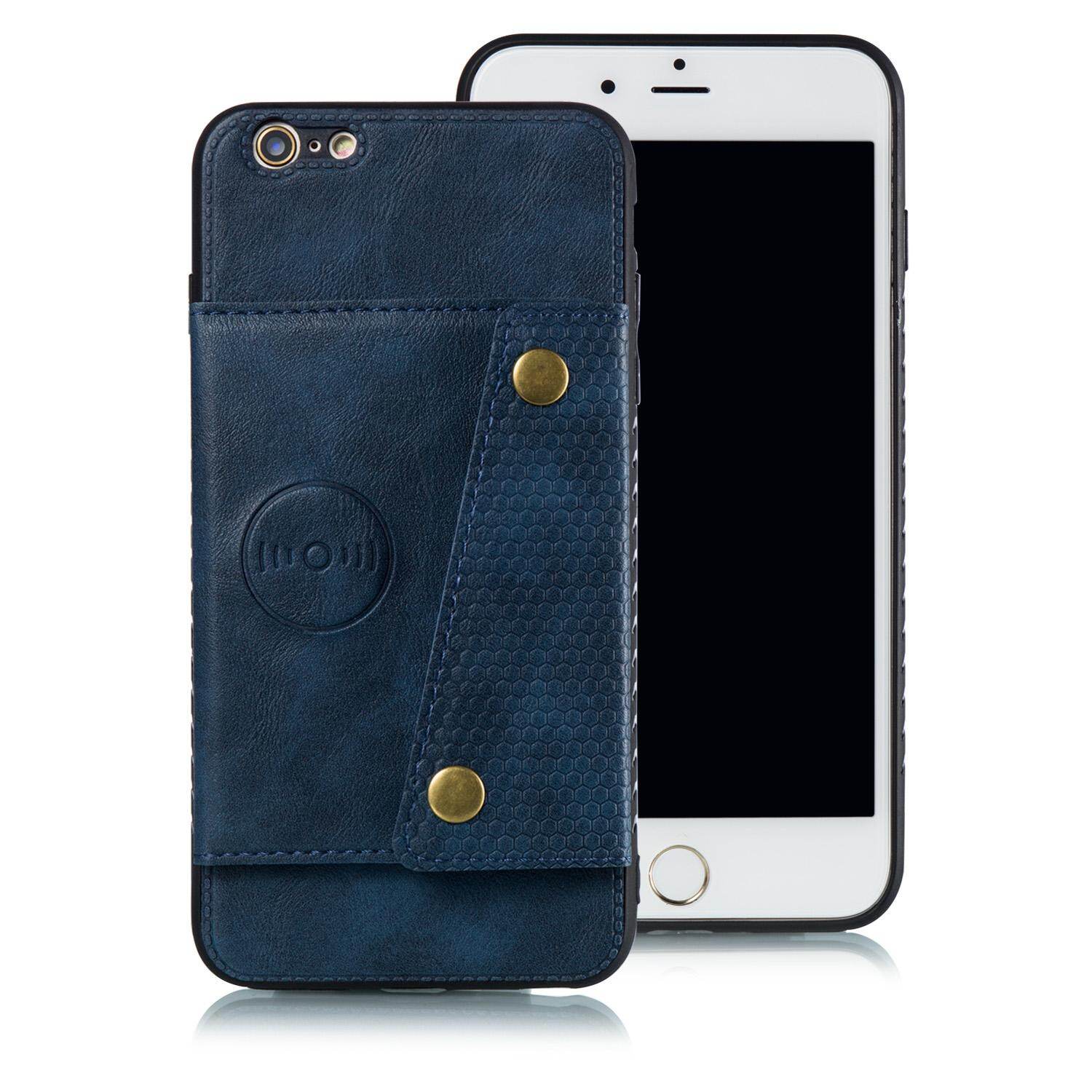 Cho iPhone 6 cộng với & 6S cộng với 5.5 "da trường hợp nhiều Folio lật Bìa Wallet trở lại trường hợp vỏ, có thể làm việc với gắn trên xe hơi, ẩn thẻ tín dụng ID khe cắm chủ, retro nút kim loại clasp, đứng hỗ trợ