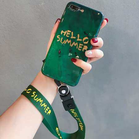 ใหม่เอกลักษณ์ Apple x เคสมือถือ iphone6s เคสยางกันกระแทก 7 plus ยอดนิยมแบรนด์ฮิต 8 P เชือกแขวนรุ่นผู้หญิง XS MAX ความคิดสร้างสรรค์เขียวสดใส XR เคสนิ่ม