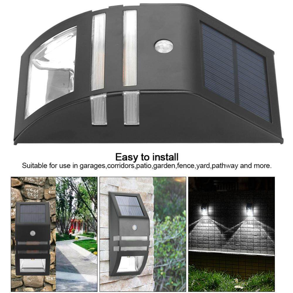 epayst Solar Powered PIR Motion Sensor 2 LED Path Wall Light Garden Security Lamps Black Warm White - intl