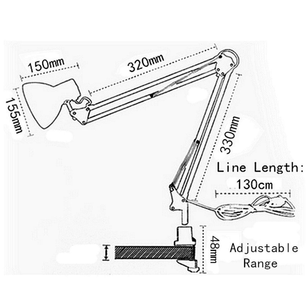 Flexible Swing Arm Clamp Mount Room Office Studio Table Desk Lamp Light White - intl