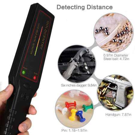 FCSecurity เครื่องตรวจจับโลหะ, มือถือปรับความไวได้ Super เครื่องสแกนมือไร้สาย 16 LED LightsFor สนามบิน, Open Port, Frontier, บริษัท Entrance (9 โวลต์ Non - แบตเตอรี่แบบชาร์จไฟได้รวม)