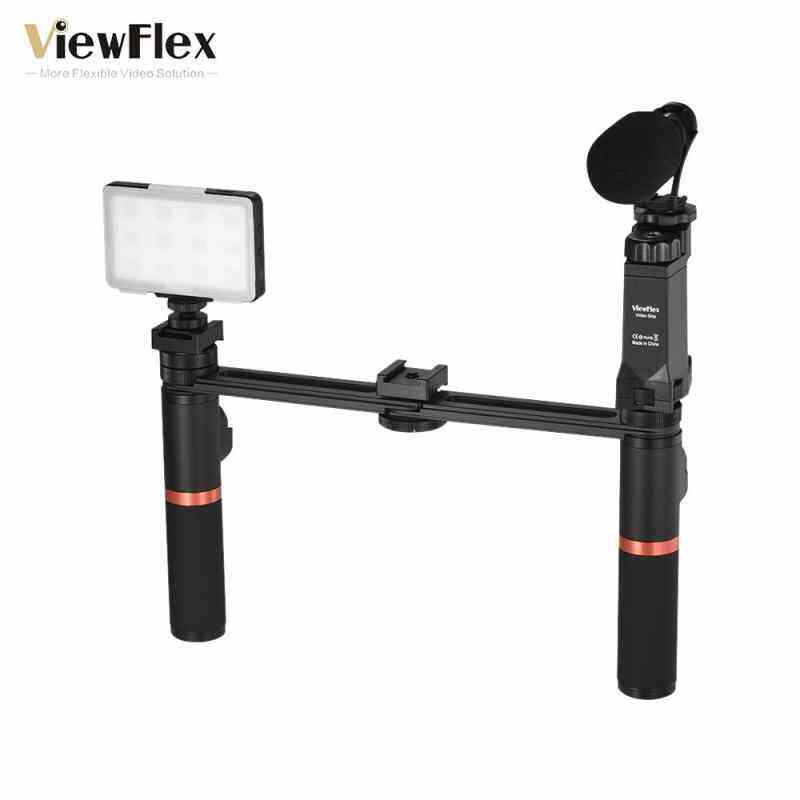 Harga Samsung Galaxy Yang Murah Terbaru Juli 2019 3 Newzone Viewflex VF-H7 Smartphone Perlengkapan Video Dual Handheld Metal Menangani Perlengkapan Penstabil dengan Pengendali Jarak Jauh/Lampu Yang Bisa Diredupkan/Mikrofon untuk iPhone 6 6 S PLUS untuk Samsung Galaxy S8 + S8 Note 3 Huawei