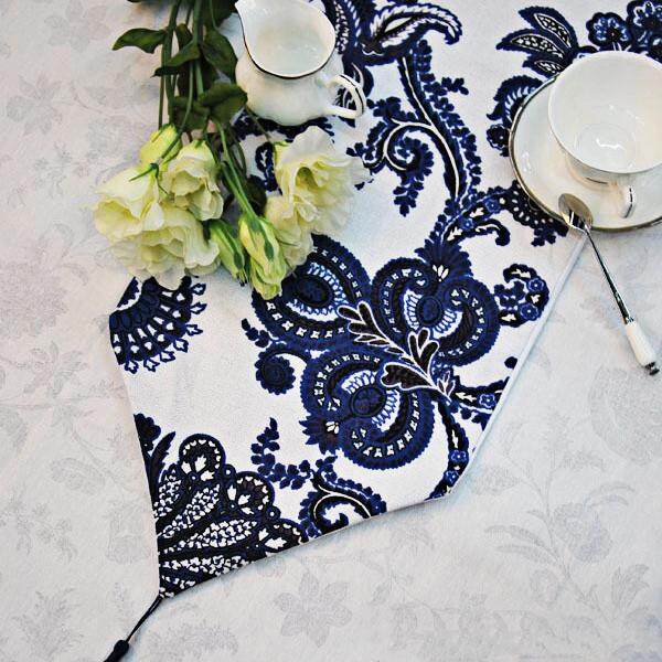 Blotch Printing Fashion Rectangle Tablecloths Flower Table Runners Mats Table Cloth Covers Tables Decoration Home Decor Kitchen Accessories Party Supplies # 32*220cm single flower - intl