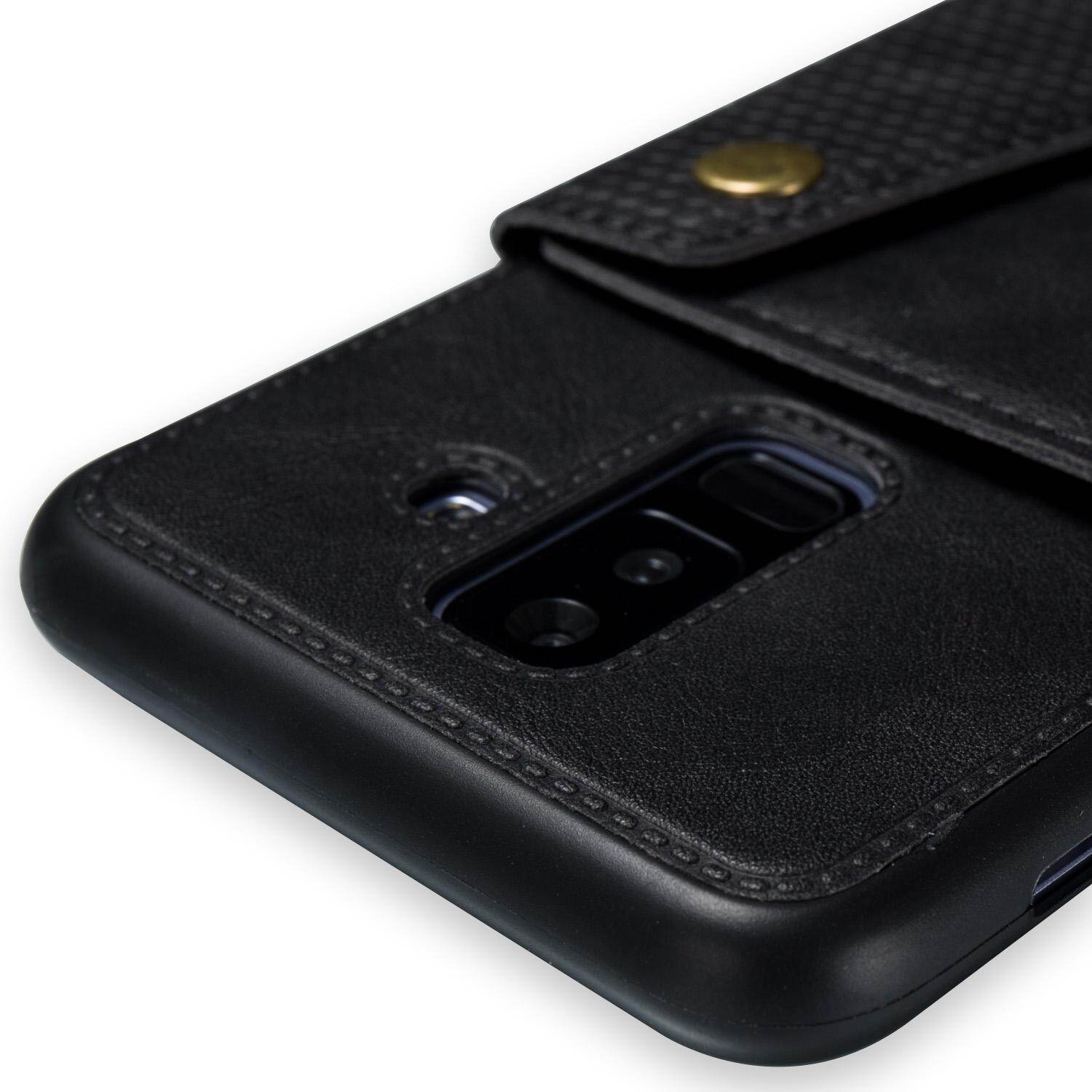 Cho Samsung A6 + a6plus 2018 da trường hợp nhiều Folio lật Bìa Wallet trở lại trường hợp vỏ, có thể làm việc với gắn trên xe hơi, ẩn thẻ tín dụng ID khe giữ, retro nút kim loại clasp, đứng hỗ trợ