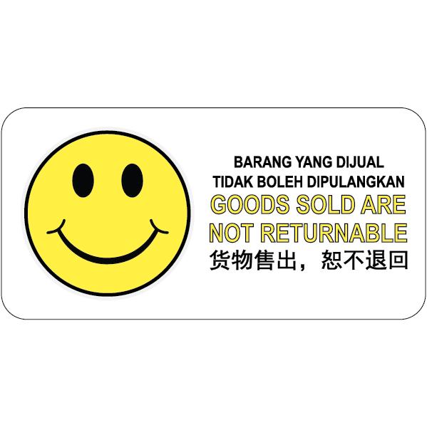 Goods Sold Are Not Returnable Pvc Sign Sticker 105x210mm Lazada