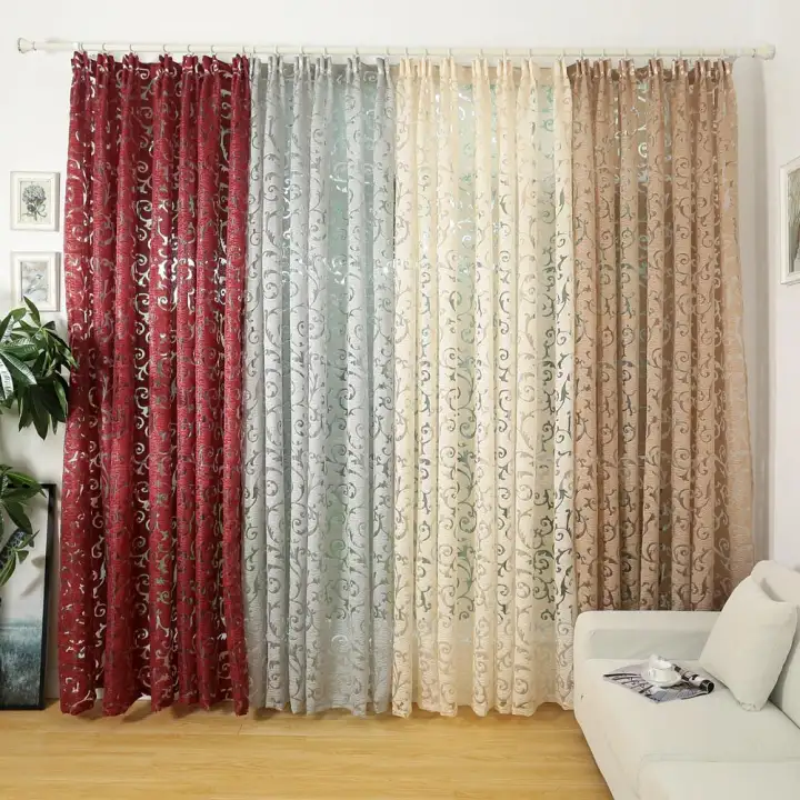 1pcs 100x270cm Jacquard Tulle Curtains Modern Hook Tape Curtains