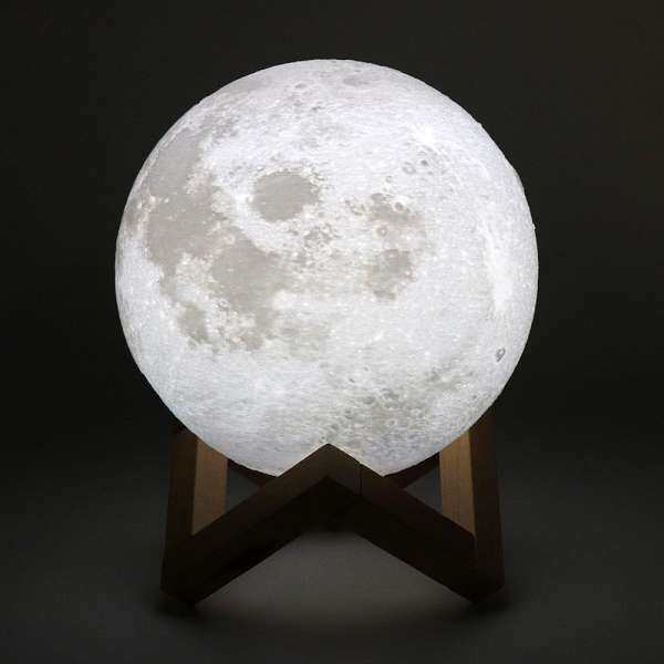 15CM Rechargeable 3D Print Moon Lamp with 2 Color Change Touch Switch Support Long Press The Switch to Adjust The Brightness - intl