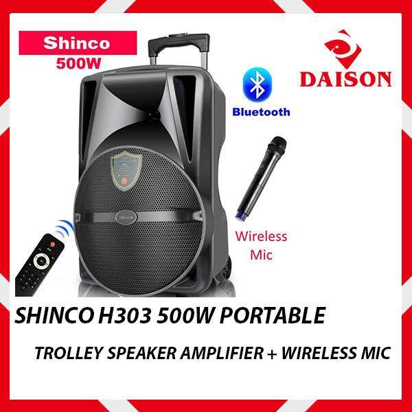 Shinco H303 500W Portable Trolley Speaker Amplifier + Wireless Mic