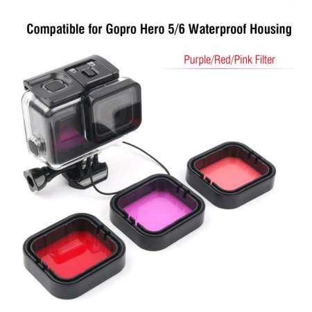 3Pcs Red Pink Purple Underwater Diving Filters Set for Gopro Hero 5 / 6